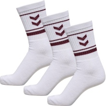 hummel Sportsocken hmlSTRIPE Crew weiss/burgund- 3 Paar