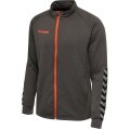 hummel Sport-Trainingsjacke hmlAUTHENTIC Poly Zip (gestrickter Polyester, mit Reißverschlusstaschen) asphaltgrau Herren