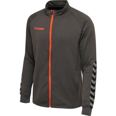 hummel Sport-Trainingsjacke hmlAUTHENTIC Poly Zip (gestrickter Polyester, mit Reißverschlusstaschen) asphaltgrau Herren