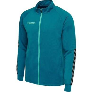 hummel Sport-Trainingsjacke hmlAUTHENTIC Poly Zip (gestrickter Polyester, mit Reißverschlusstaschen) tealblau Herren