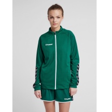 hummel Sport-Trainingsjacke hmlAUTHENTIC Poly Zip (gestrickter Polyester, mit Reißverschlusstaschen) dunkelgrün Damen