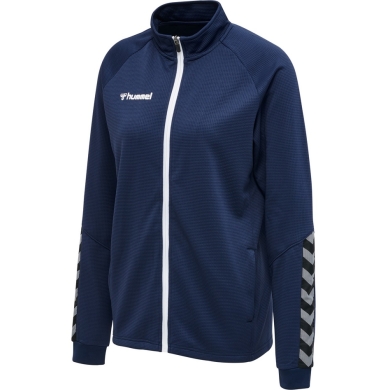 hummel Sport-Trainingsjacke hmlAUTHENTIC Poly Zip (gestrickter Polyester, mit Reißverschlusstaschen) marineblau Damen