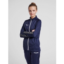 hummel Sport-Trainingsjacke hmlAUTHENTIC Poly Zip (gestrickter Polyester, mit Reißverschlusstaschen) marineblau Damen