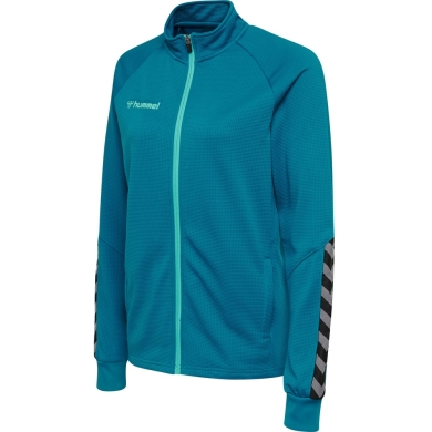 hummel Sport-Trainingsjacke hmlAUTHENTIC Poly Zip (gestrickter Polyester, mit Reißverschlusstaschen) tealblau Damen