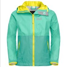 Jack Wolfskin Regenjacke Rainy (wind- und wasserdicht) teal/mint Kinder