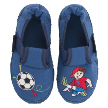 nanga Hausschuhe Slipper Fussballer - 100% Bio-Baumwolle - blau Kleinkinder/Kinder (Größe 26-30)