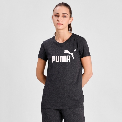 Puma Fitness-Shirt Essentials Logo (100% Baumwolle) dunkelgrau Damen