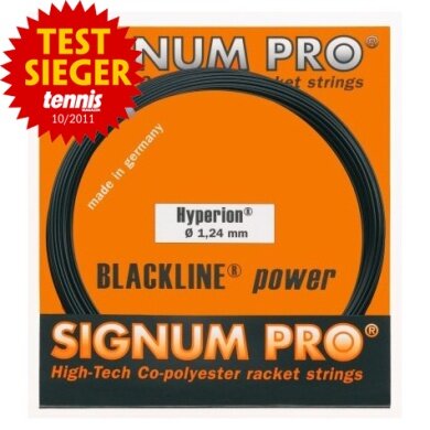 Besaitung mit Tennissaite Signum Pro Hyperion (Haltbarkeit+Power) schwarz