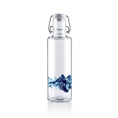 soulbottles Trinkflasche alpenblick Glas (Glasflasche, Keramikdeckel, Edelstahlbügel) 600ml transparent