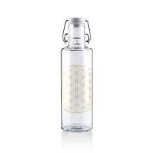 soulbottles Trinkflasche flower of life Glas (Glasflasche, Keramikdeckel, Edelstahlbügel) 600ml transparent