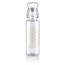 soulbottles Trinkflasche flower of life Glas (Glasflasche, Keramikdeckel, Edelstahlbügel) 600ml transparent