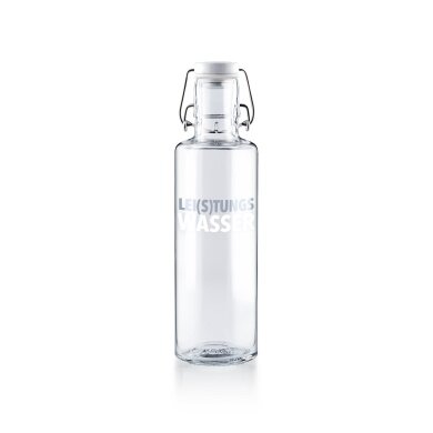 soulbottles Trinkflasche lei(s)tungswasser Glas (Glasflasche, Keramikdeckel, Edelstahlbügel) 600ml transparent