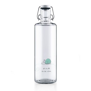 soulbottles Trinkflasche ok to be slow Glas (Glasflasche, Keramikdeckel, Edelstahlbügel) 1 Liter transparent