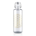 soulbottles Trinkflasche flower of life Glas (Glasflasche, Keramikdeckel, Edelstahlbügel) 1 Liter transparent