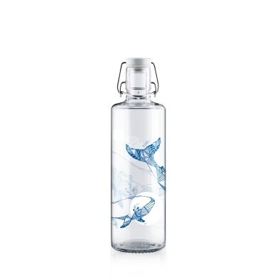 soulbottles Trinkflasche souldiver Glas (Glasflasche, Keramikdeckel, Edelstahlbügel) 1 Liter transparent