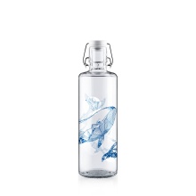 soulbottles Trinkflasche souldiver Glas (Glasflasche, Keramikdeckel, Edelstahlbügel) 1 Liter transparent