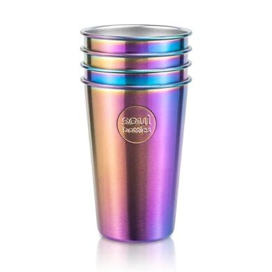 soulbottles Trinkbecher soulcoup steel Utopia (Edelstahl) 4x400ml blau/violett