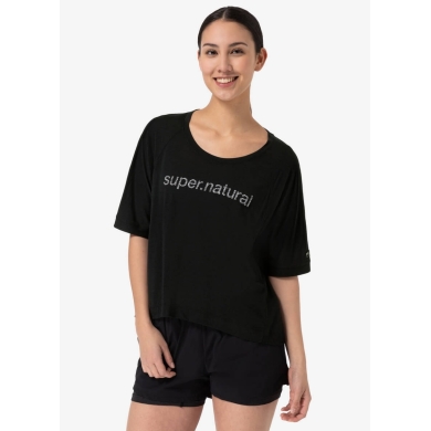 super natural Sport-/Freizeitshirt Liquid Flow Tee (atmungsaktiv, temperaturregulierung) schwarz/weiss Damen