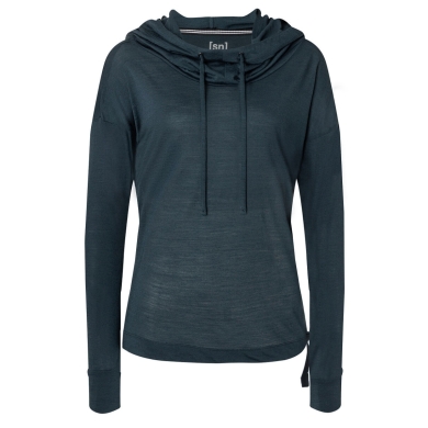 super natural Kapuzenpullover Funnel Hoodie (Merinowolle) dunkelblau Damen