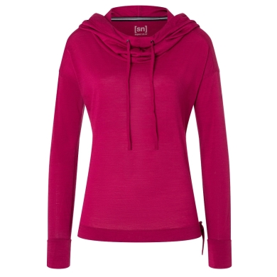 super natural Kapuzenpullover Funnel Hoodie (Merinowolle) sangriapink Damen