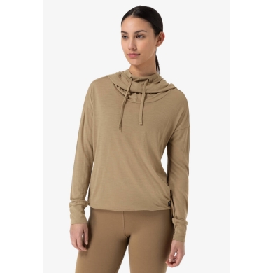 super natural Kapuzenpullover Funnel Hoodie (Merinowolle) sandbraun Damen