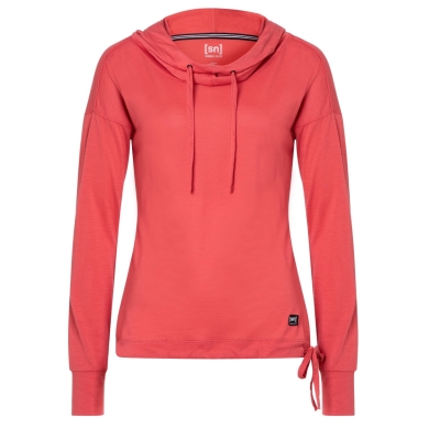 super natural Kapuzenpullover Funnel Hoodie (Merinowolle) rot Damen