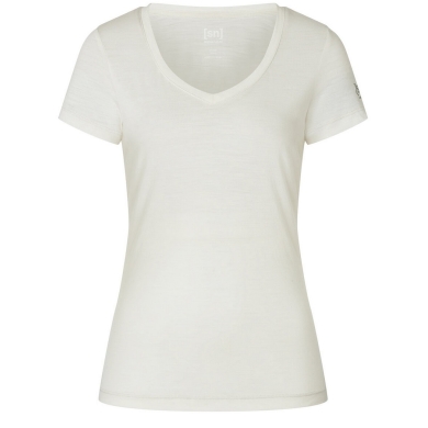 super natural Funktionsunterwäsche Kurzarmshirt V-Neck Sierra 140 Tee (Merino-Mix) weiss Damen