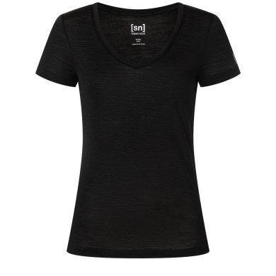 super natural Funktionsunterwäsche Kurzarmshirt V-Neck Sierra 140 Tee (Merino-Mix) schwarz Damen