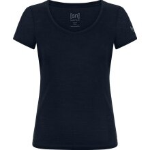 super natural Funktionsunterwäsche Kurzarmshirt V-Neck Sierra 140 Tee (Merino-Mix) dunkelblau Damen