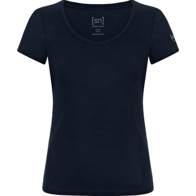 super natural Funktionsunterwäsche Kurzarmshirt V-Neck Sierra 140 Tee (Merino-Mix) dunkelblau Damen