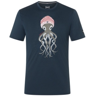 super natural Sport-/Freizeitshirt Octopussy Tee (Merino-Mix, bequeme Passform) Blueberry blau Herren