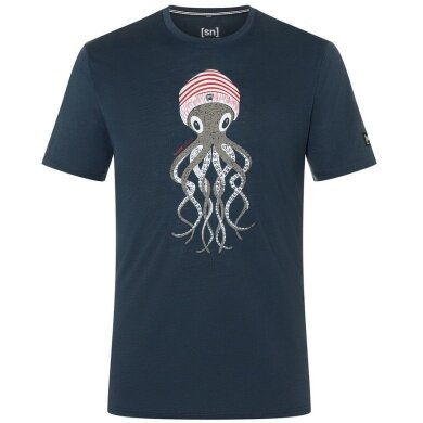 super natural Sport-/Freizeitshirt Octopussy Tee (Merino-Mix, bequeme Passform) Blueberry blau Herren