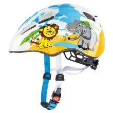 uvex Kinder-Fahrradhelm Kid 2 (1 bis 3 Jahre) - Safari/Wüste+Löwe+Elefant weiss/gelb